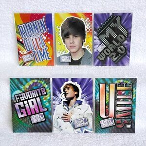 Group of 6 2010 Panini/Brovado Justin Bieber 1st Print Sticker Cards!!